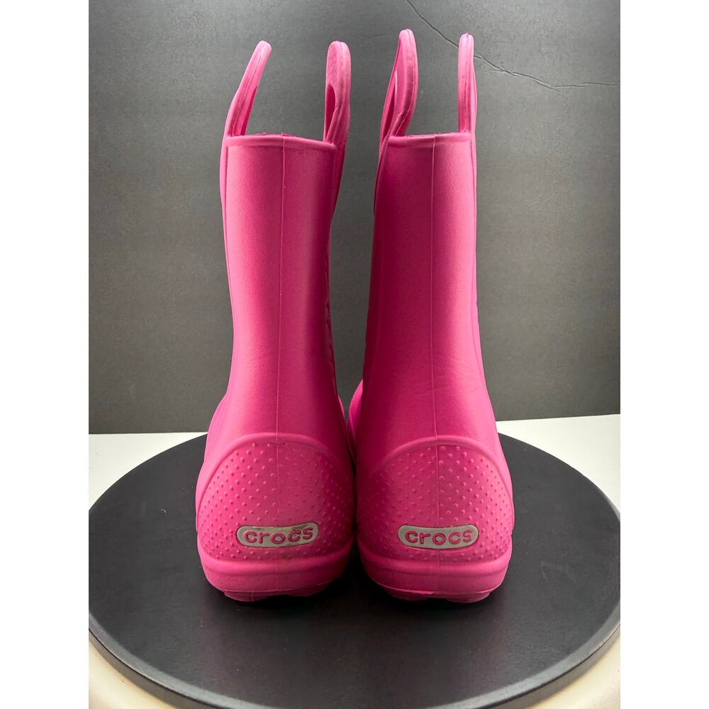 CROCS Handle It Rain Boot Junior Size J2 Pink Lightweight Waterproof Boots - Picture 4 of 8